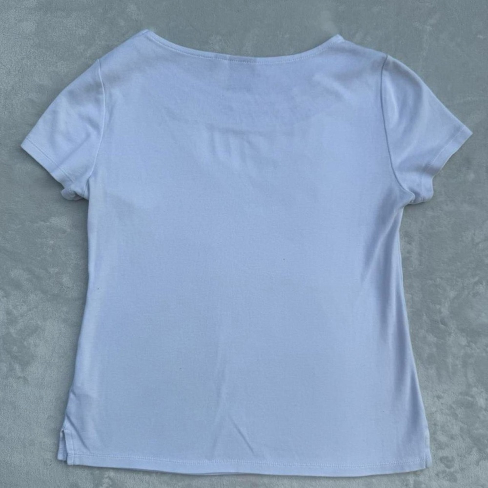 Y2K Basic Cotton White Tee with Silver Metal Embellishments - Picture 6 of 9